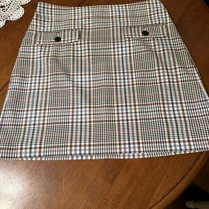 LOFT Checkered Mini Skirt in Black, White, and Tan